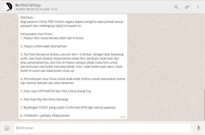 Syarat Lengkap Permohonan Visa China RRC Tiongkok