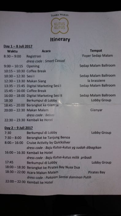 Jadwal Acara Gathering Minyak Kutus-Kutus di Bali