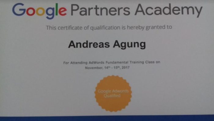 Konsultan Google Adwords Terbaik Indonesia Andreas Agung