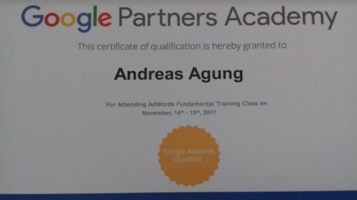 Pengajar Google Adwords Terbaik Indonesia Andreas Agung