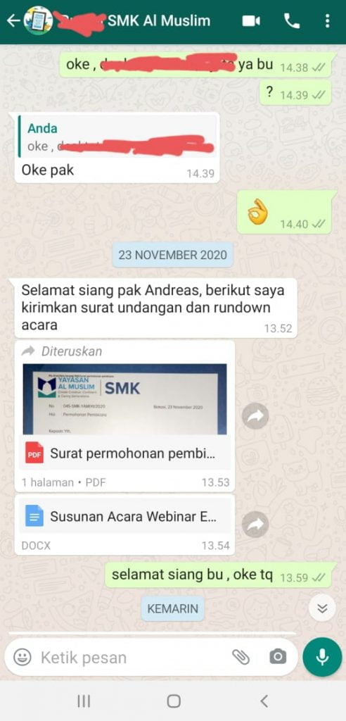 Pembicara Webinar Digital Marketing SMK Al Muslim Bekasi