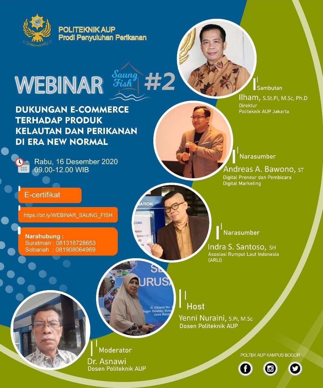 Pembicara Webinar Digital Marketing Politeknik Ahli Perikanan - Pada hari Rabu tanggal 16 Desember 2020, Politeknik Ahli Perikanan Jakarta