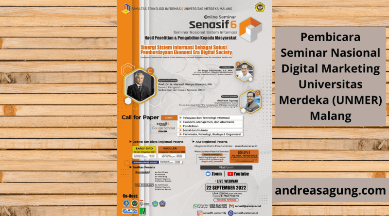 Pembicara Seminar Nasional Digital Marketing Universitas Merdeka (UNMER) Malang