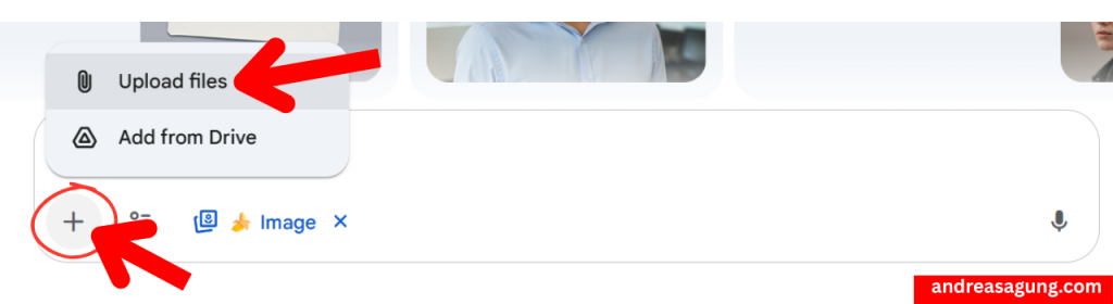 cara upload foto di Gemini AI