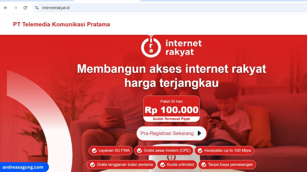 Cara Daftar Internet Rakyat Terbaru, Harga Murah 100 Rb/Bln, Gratis Langganan 1 Bulan Pertama