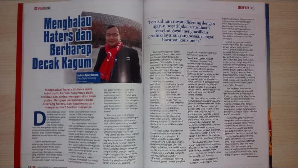 Andreas Agung Narasumber Majalah Marketing